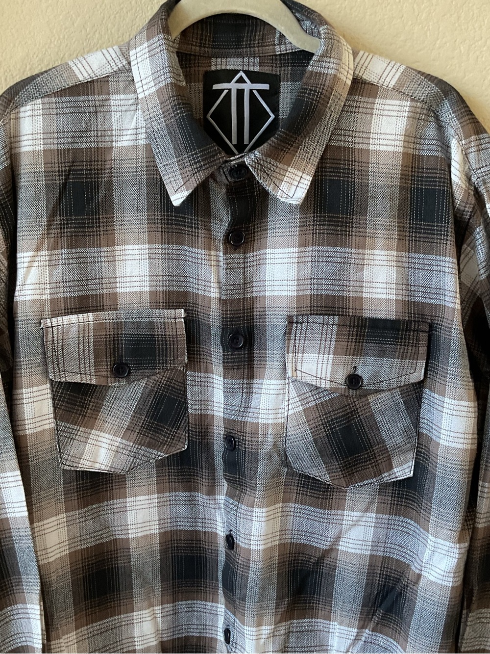 American Outlaw Gear Flannel Shirt 2XL Brown Black Plaid Biker Button Up - Picture 2 of 5